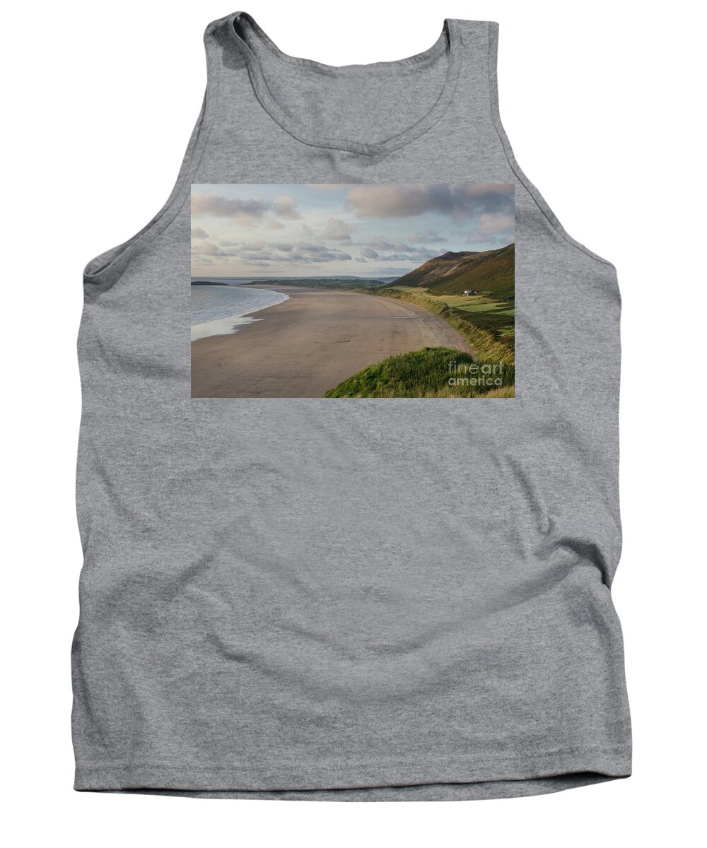 Sunset Tank Top featuring the photograph Rhossili Bay, South Wales by Perry Rodriguez