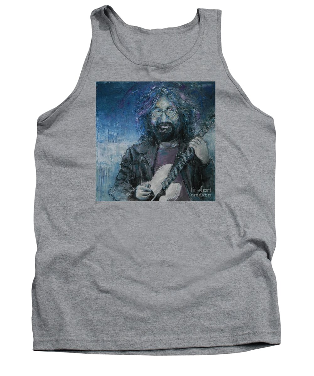 Garcia Tank Top featuring the painting Ripple in Still Water - Jerry Garcia by Dan Campbell