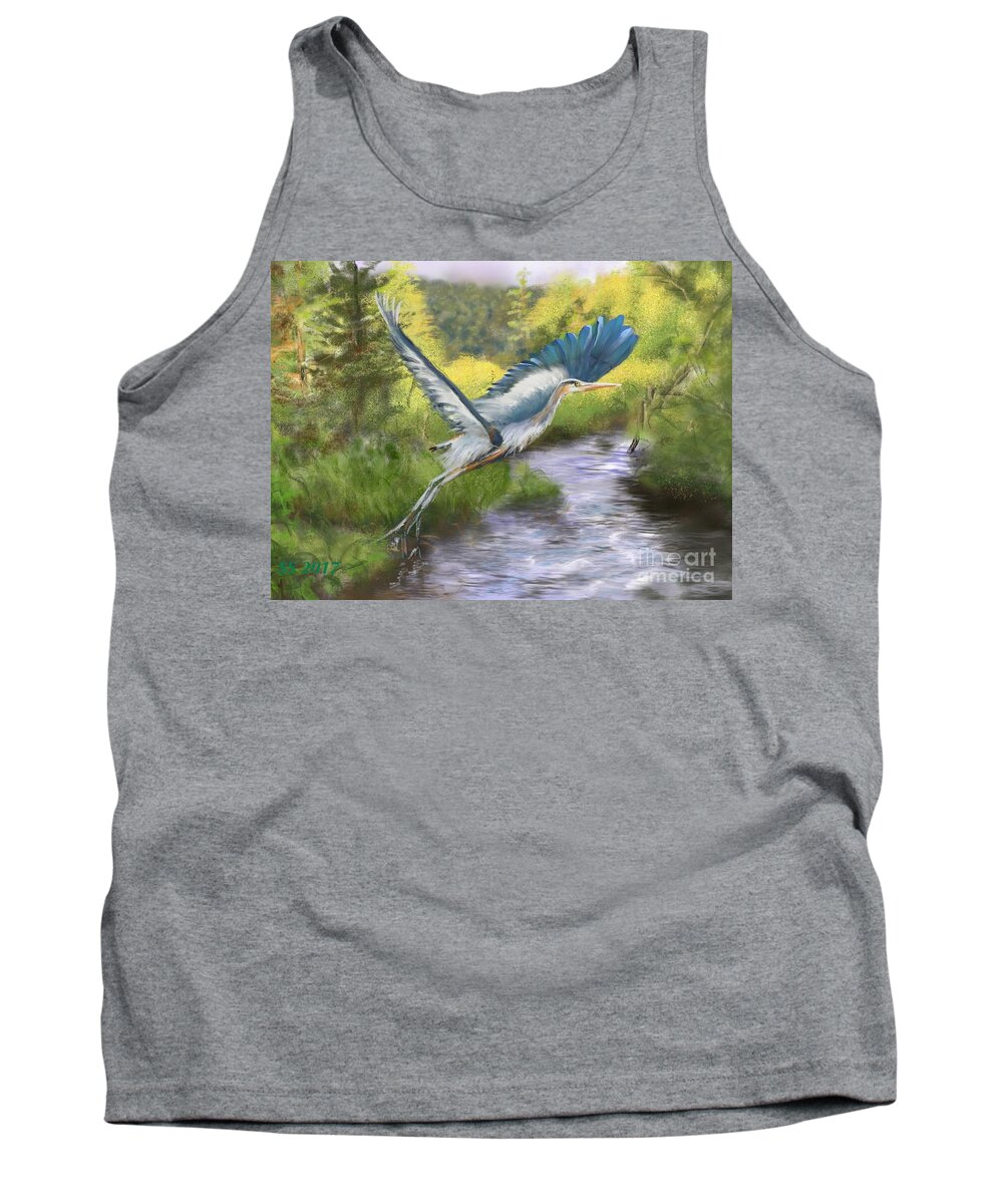 Great Blue Heron Tank Top featuring the painting Rising Free by Susan Sarabasha