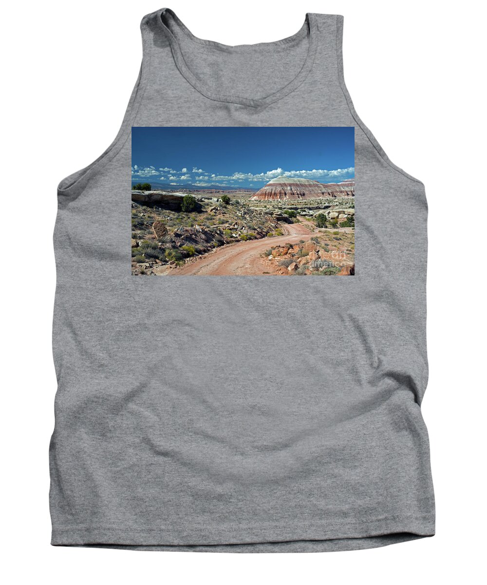 Cathedral Tank Top featuring the photograph Road to Cathedral Valley by Cindy Murphy - NightVisions