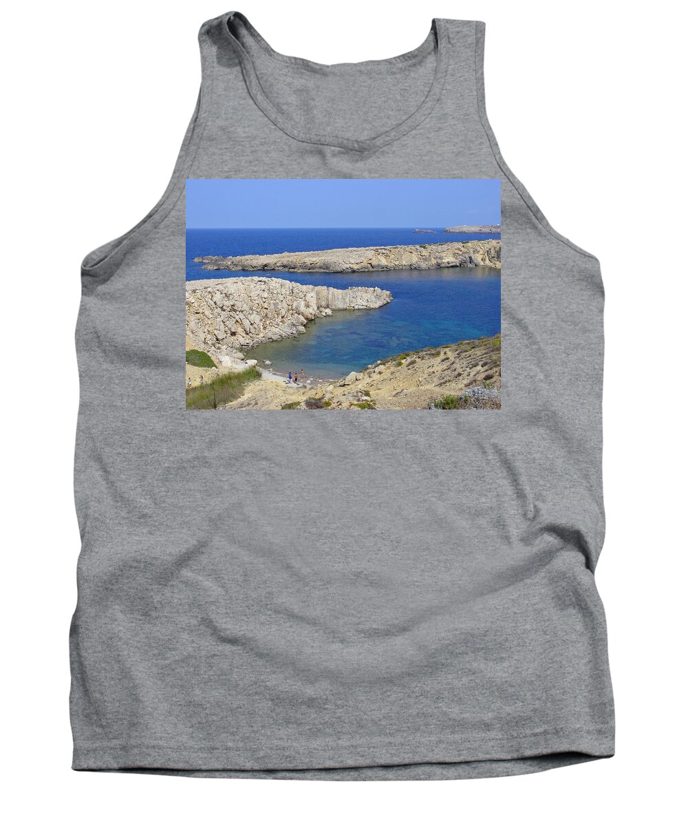 Europe Tank Top featuring the photograph Rocky Cove, Menorca by Rod Johnson