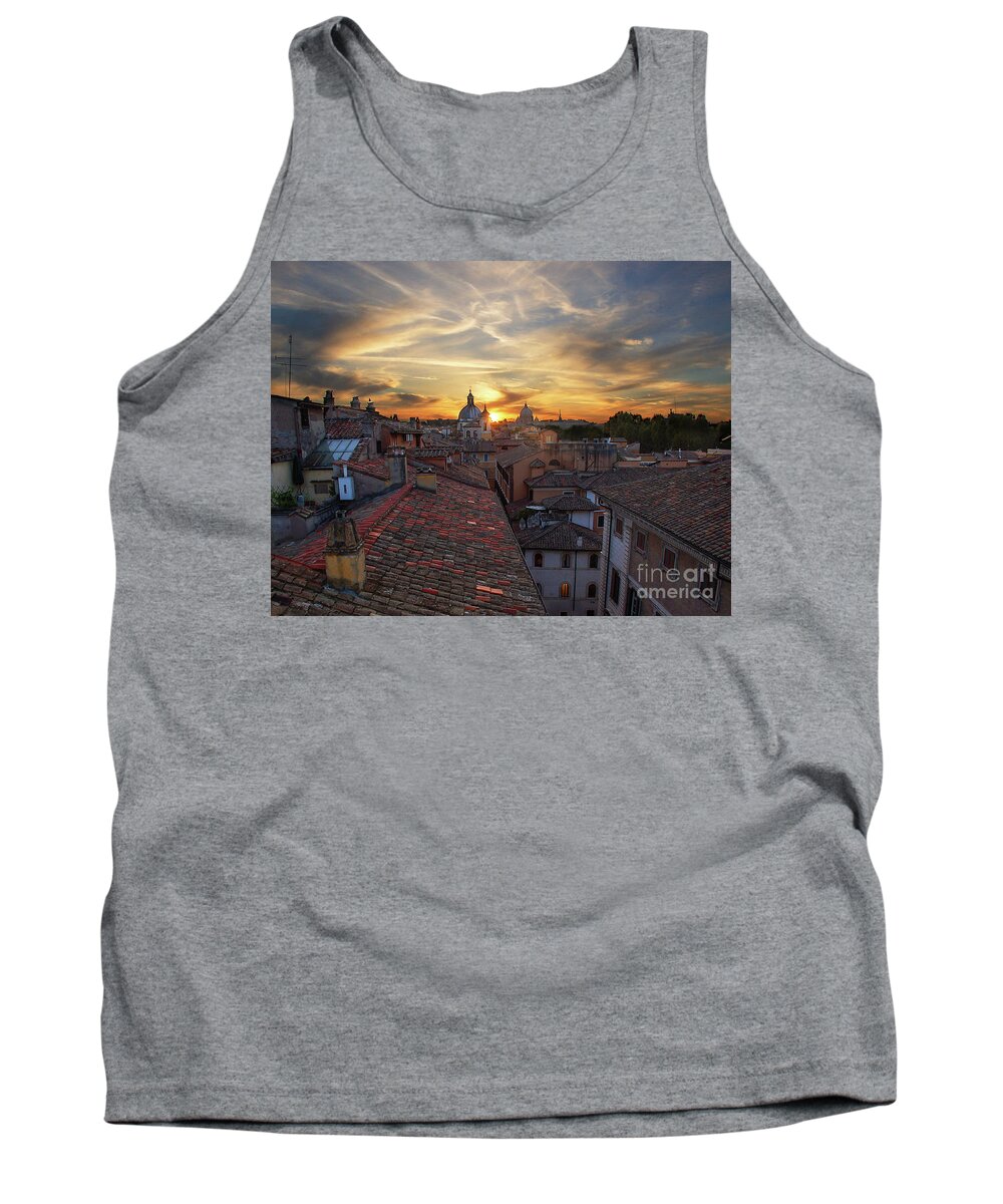 Sunset In Rome Tank Top featuring the photograph Rome Sunset by Maria Rabinky