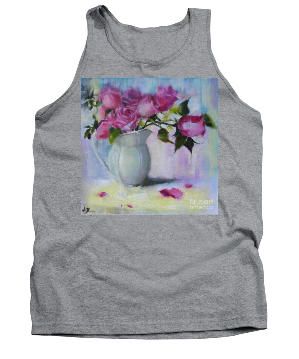 Floral Tank Top featuring the painting Rose day by Celine K Yong