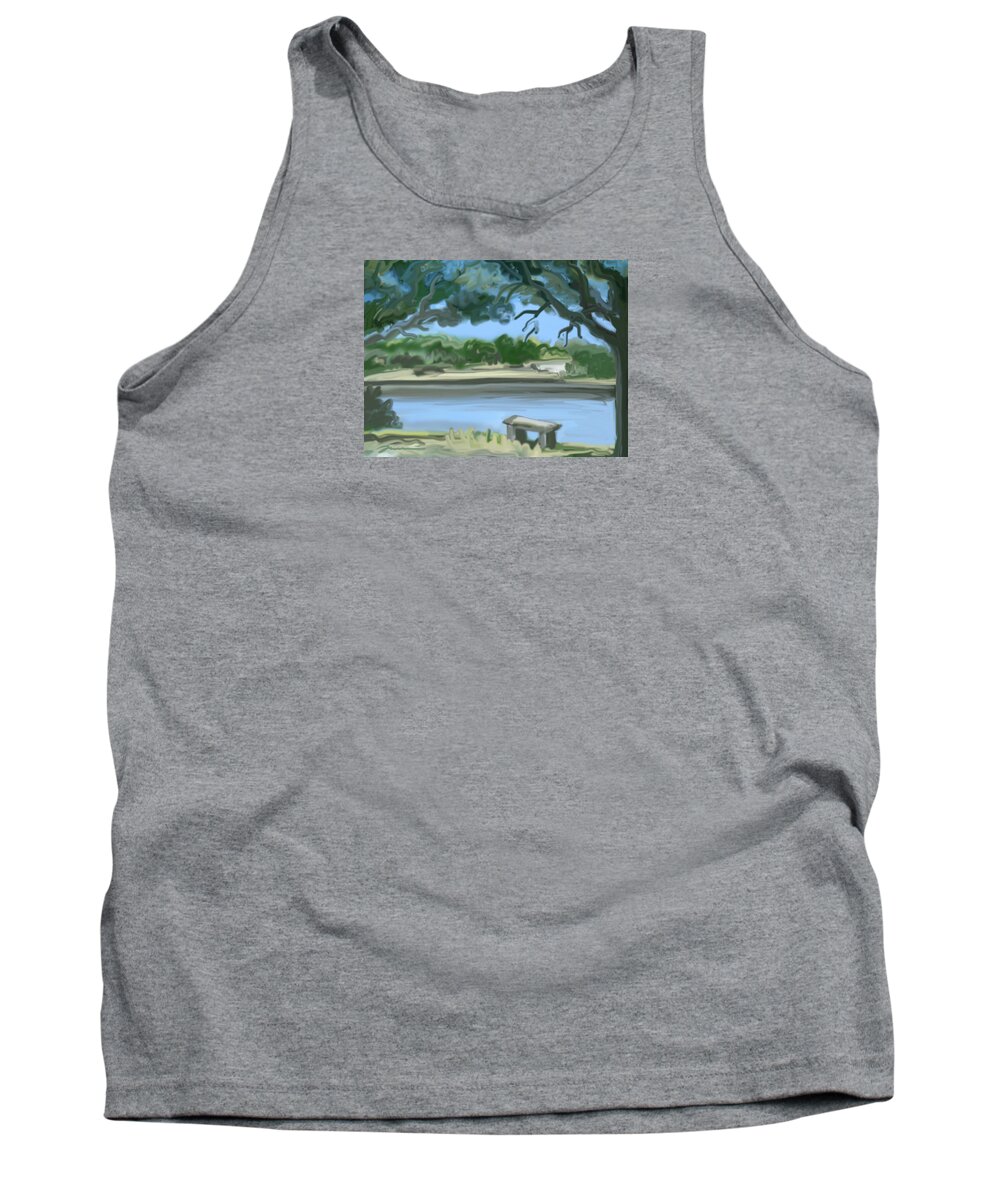 Rosemary Lake Tank Top featuring the painting Rosemary Lake by Jean Pacheco Ravinski