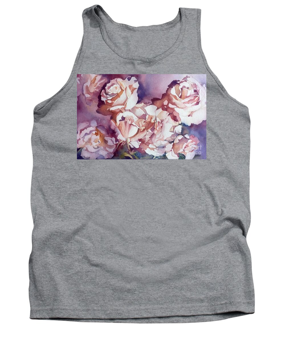 Flower Tank Top featuring the painting Roses by Francoise Chauray