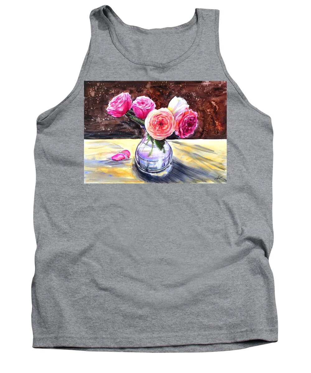 Flowers Tank Top featuring the painting Roses by Katerina Kovatcheva