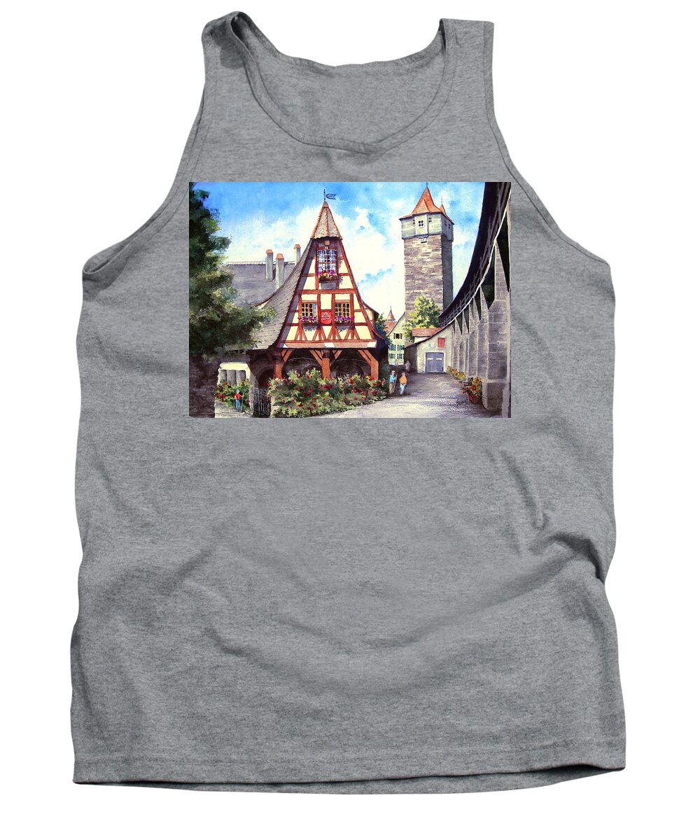 Germany Tank Top featuring the painting Rothenburg Memories by Sam Sidders