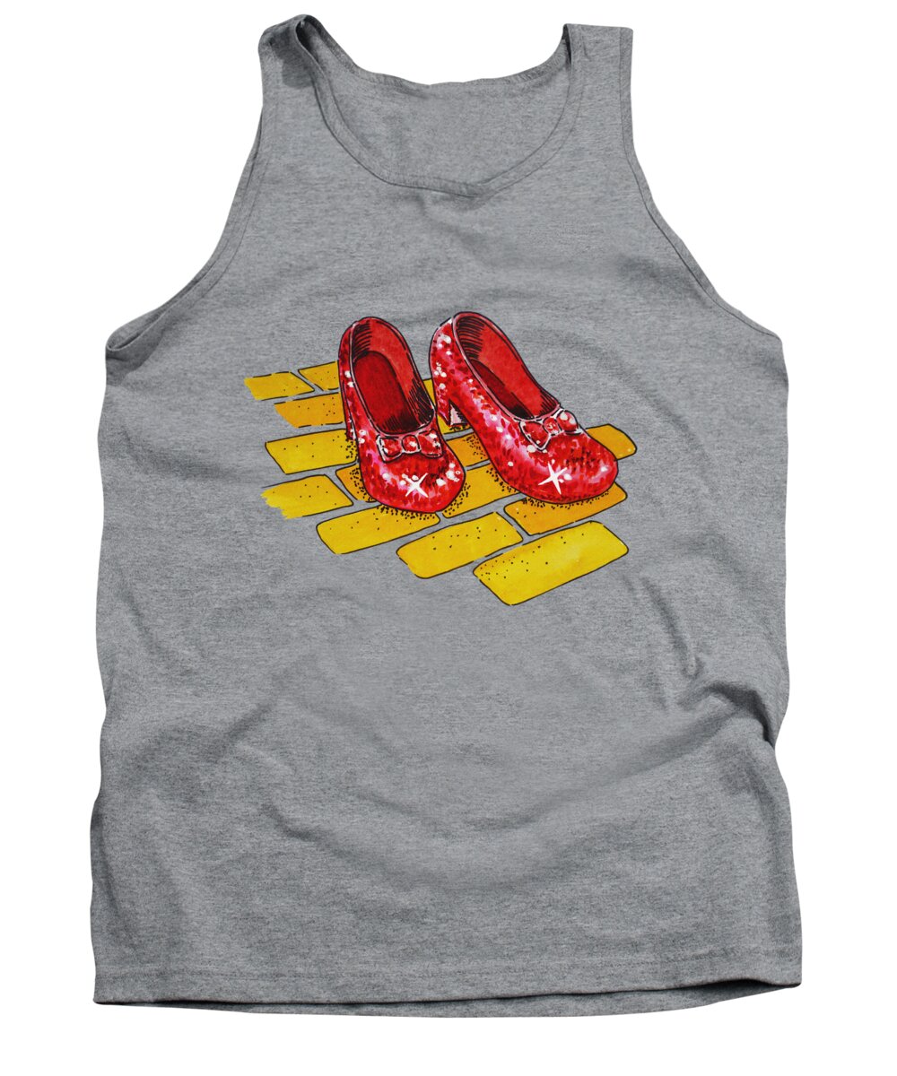 Wizard Of Oz Tank Top featuring the painting Ruby Slippers Wizard Of Oz by Irina Sztukowski