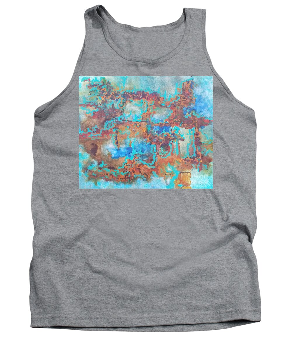 Abstract Tank Top featuring the painting Labyrinth by Lisa Debaets