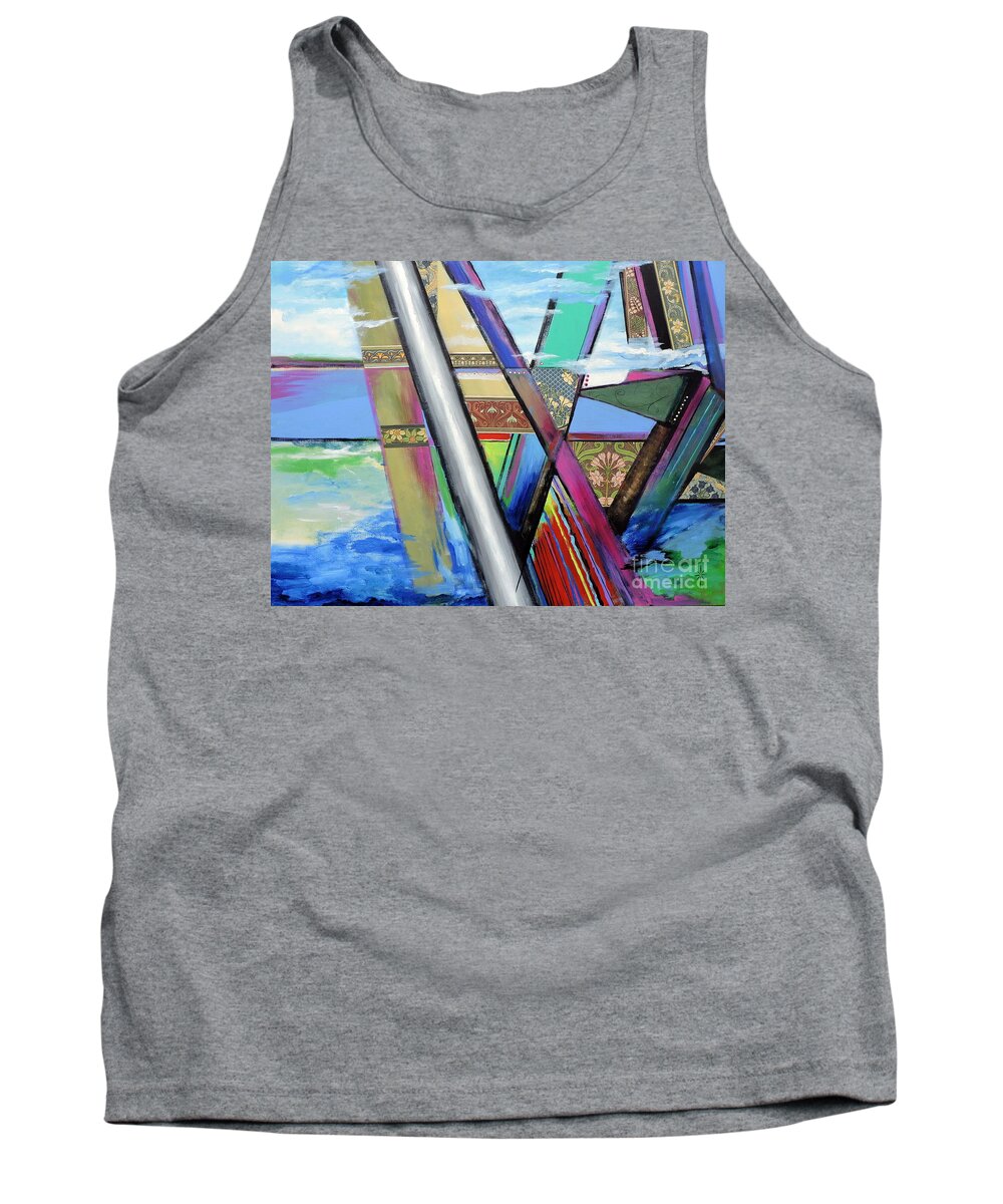 Abstract Tank Top featuring the mixed media S/he Bridges by Jodie Marie Anne Richardson Traugott     aka jm-ART