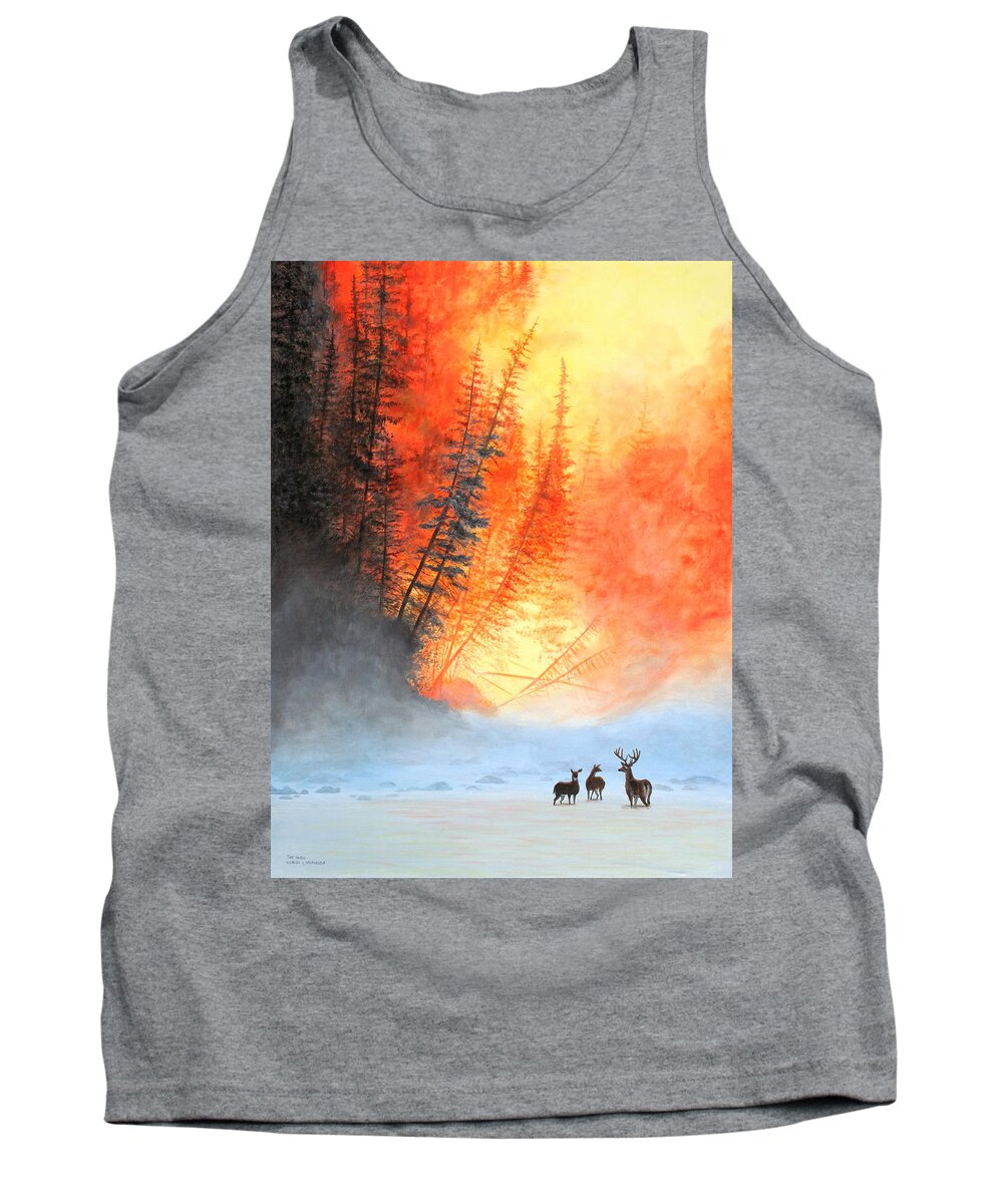 Forest Tank Top featuring the painting Safe Haven by Wilfrido Limvalencia