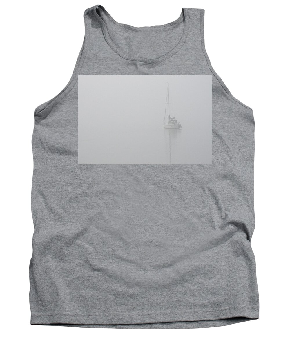 Boat Tank Top featuring the photograph Sailboat In Fog by Tim Nyberg