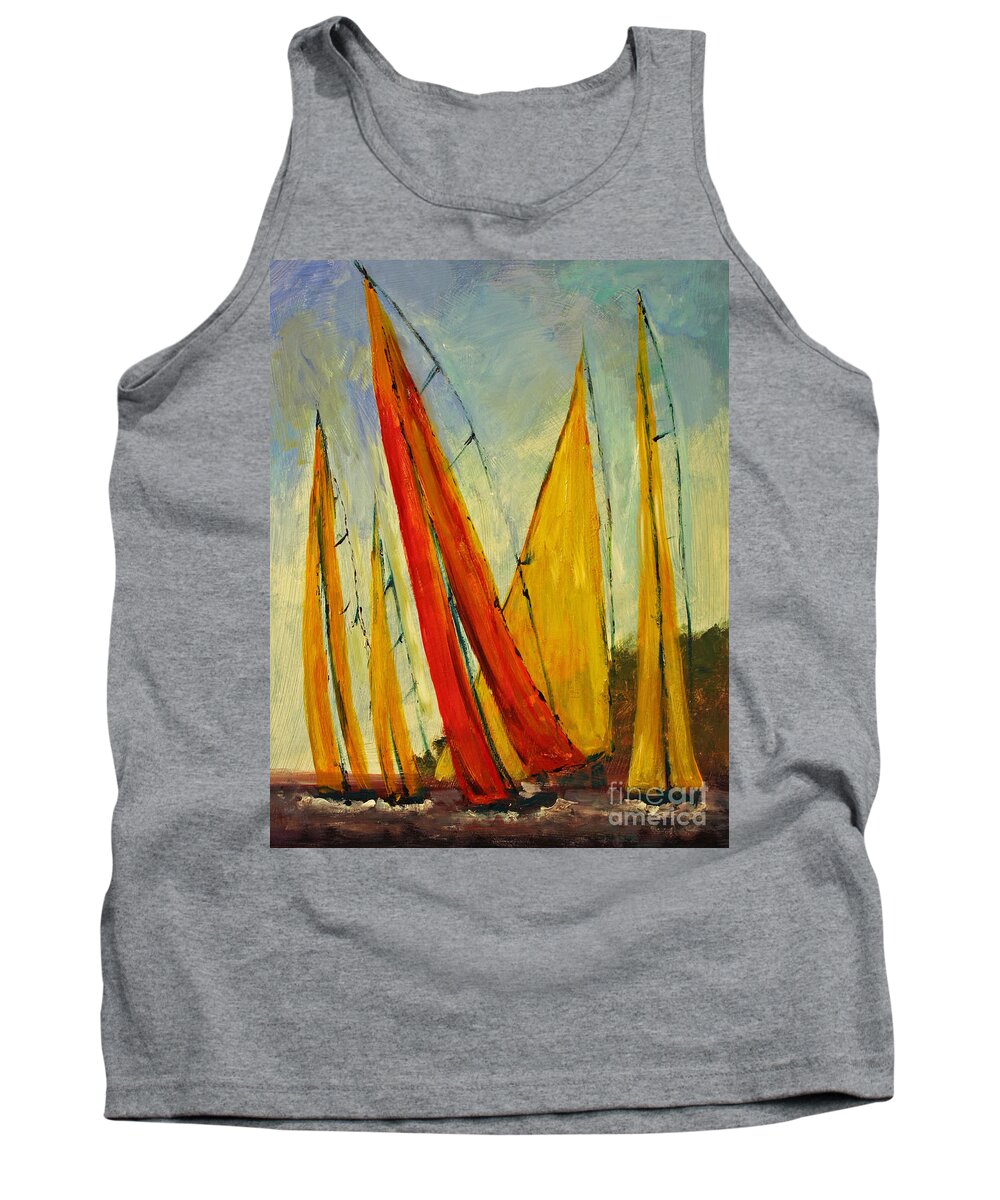Sailboats And Abstract 2. Sailing Tank Top featuring the painting Sailboat studies 2 by Julie Lueders 
