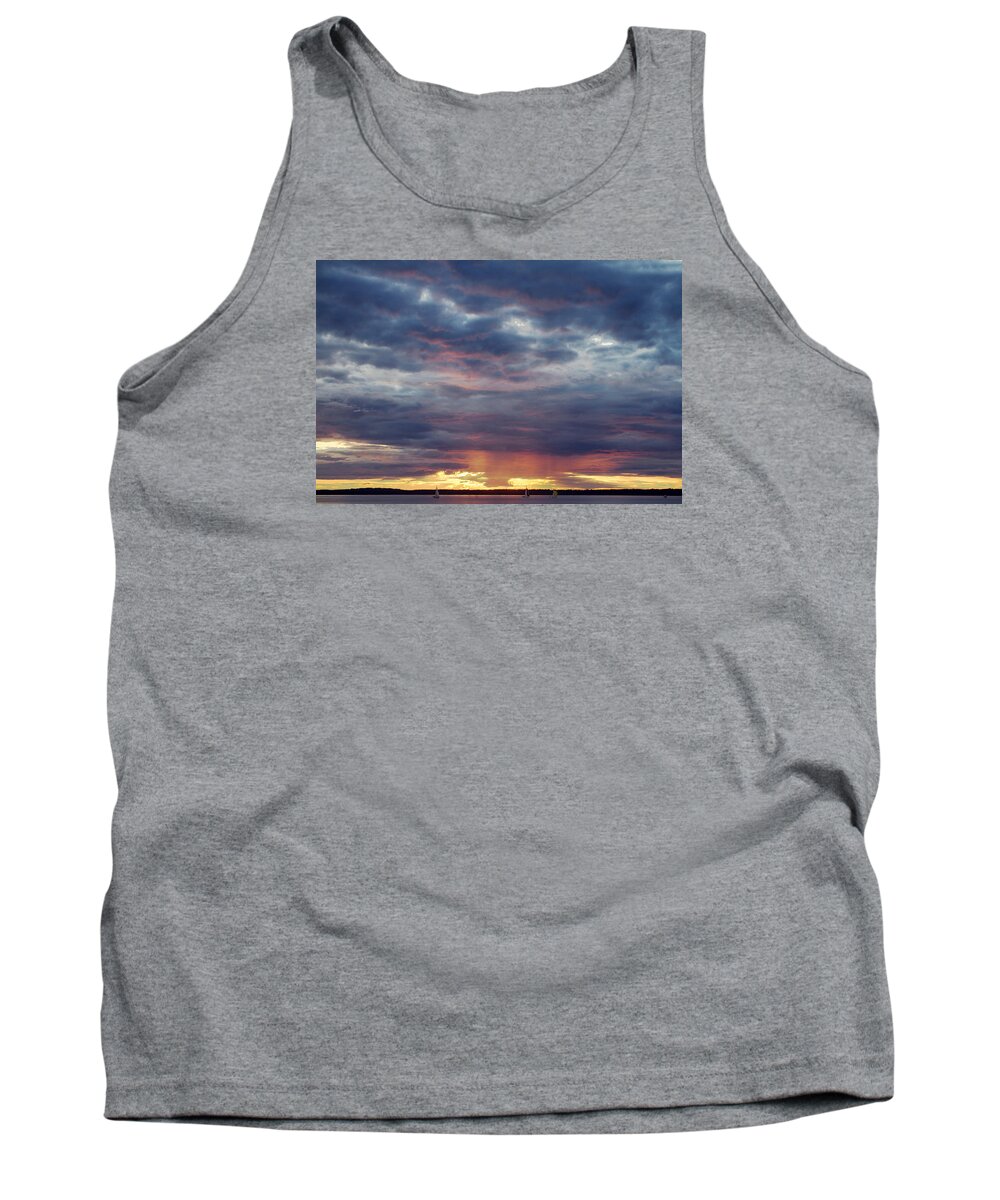 Cloudscape Tank Top featuring the photograph Sailboats on the bay by Elvira Butler