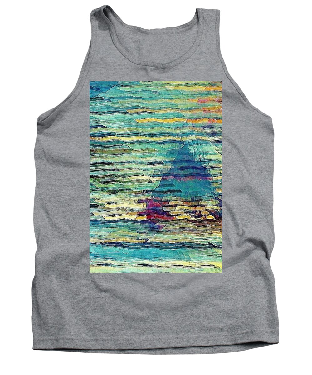 Blue Tank Top featuring the digital art Sailing at Sunrise by David Manlove