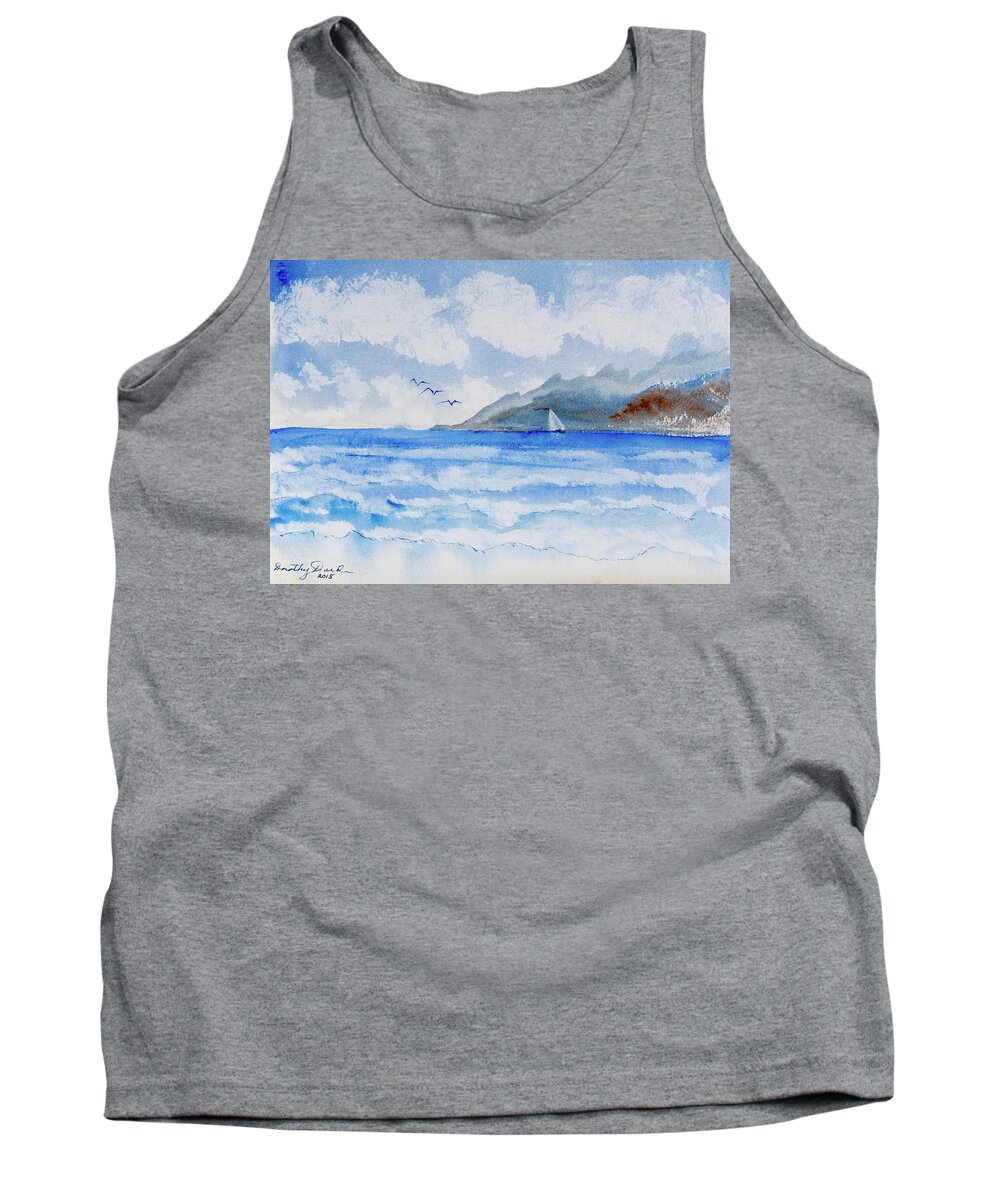 French Polynesia Tank Top featuring the painting Sailing into Moorea by Dorothy Darden