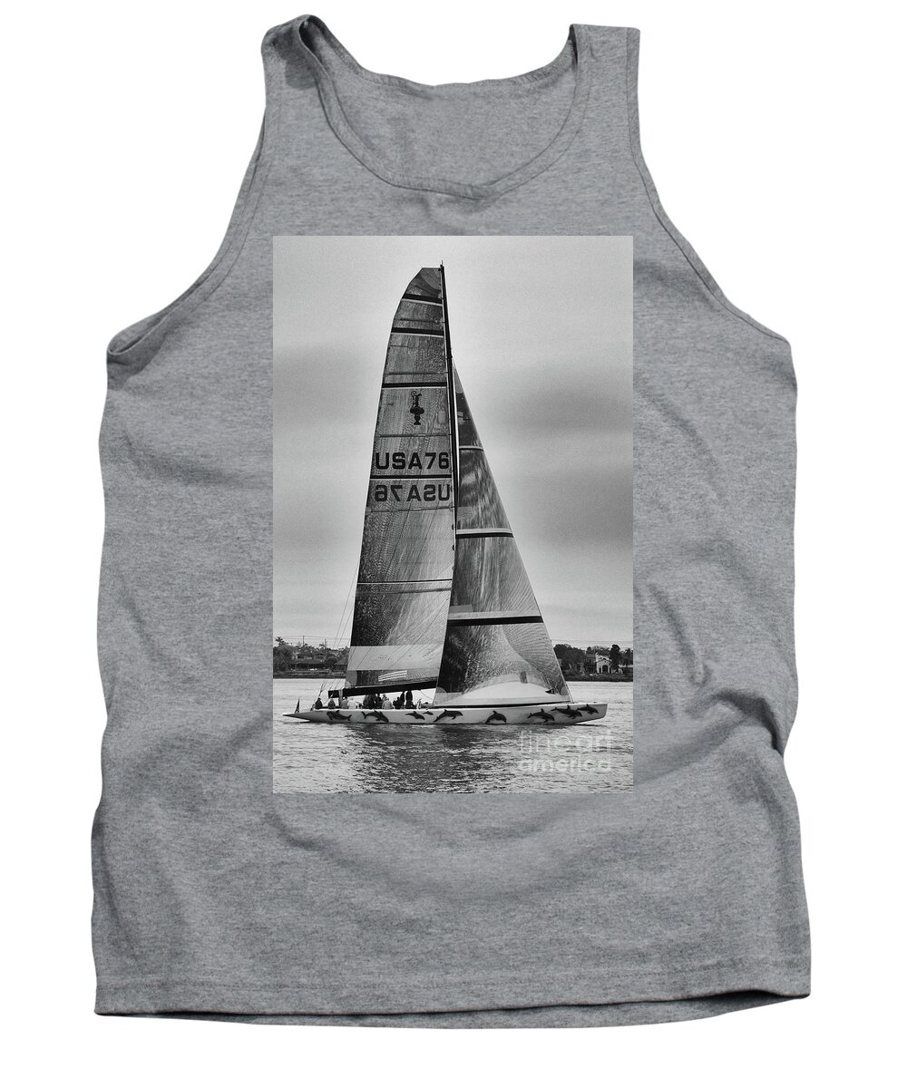 Sailing With Dolphins Tank Top featuring the photograph Sailing with Dolphins by Mariola Bitner