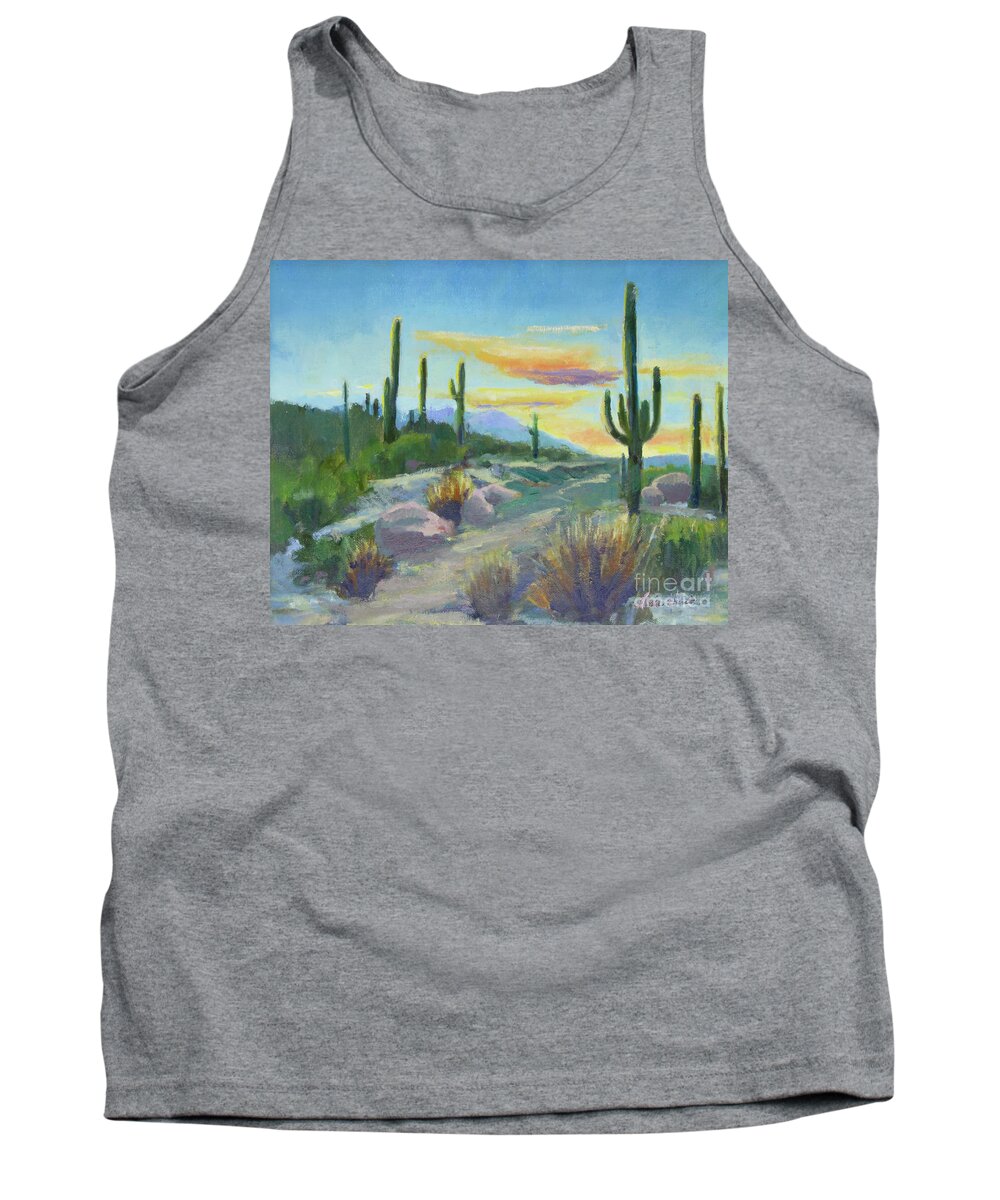 Sonoran Sun Tank Top featuring the painting Salutation to the Tucson Sun by Maria Hunt