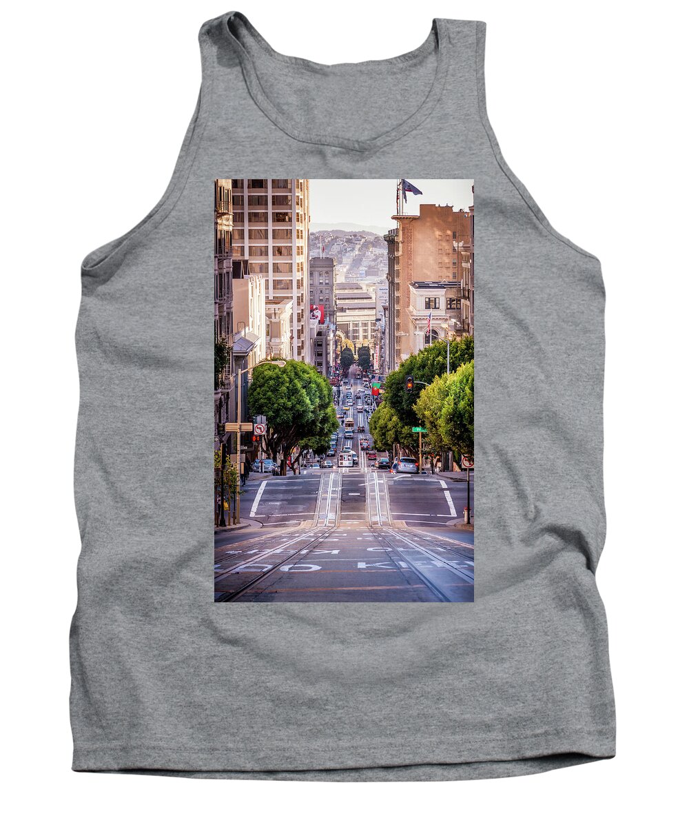 Buildings Tank Top featuring the photograph San Fran Cable Car by Daniel Murphy