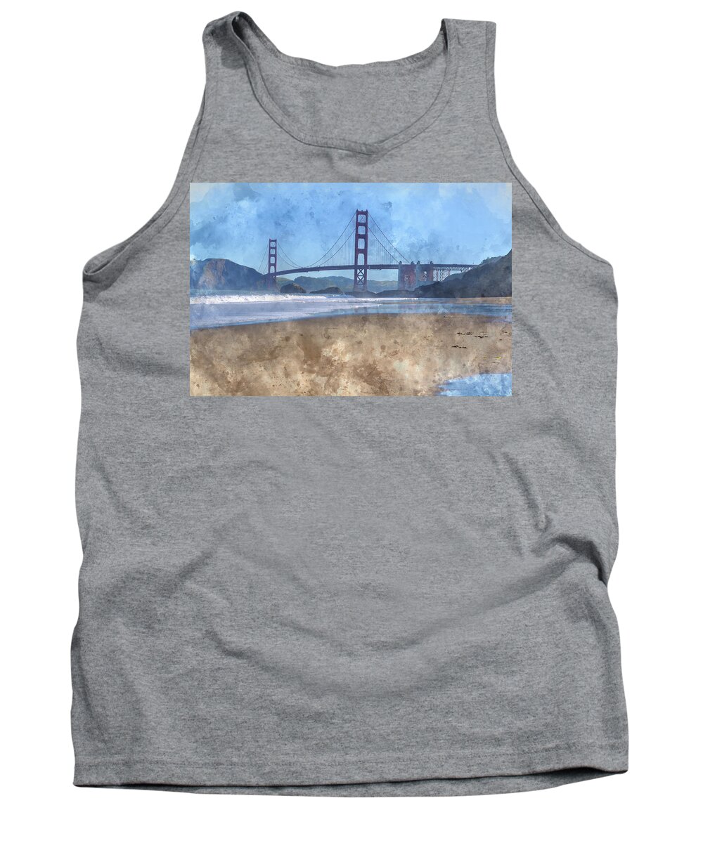 Gate Tank Top featuring the photograph San Francisco Golden Gate Bridge in California by Brandon Bourdages
