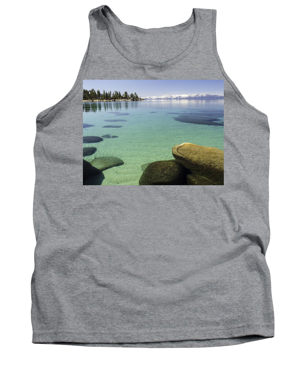 Usa Tank Top featuring the photograph Sand Harbor underwater rocks by Martin Gollery