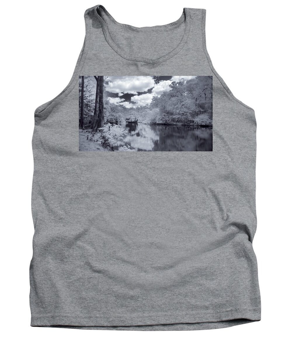 Santa Fe River # Infrared Photography# Reflections # North Central Florida # Usa # Landscape # Crystal-clear Springs # Reflections # Tank Top featuring the photograph Santa Fe River Reflections by Louis Ferreira