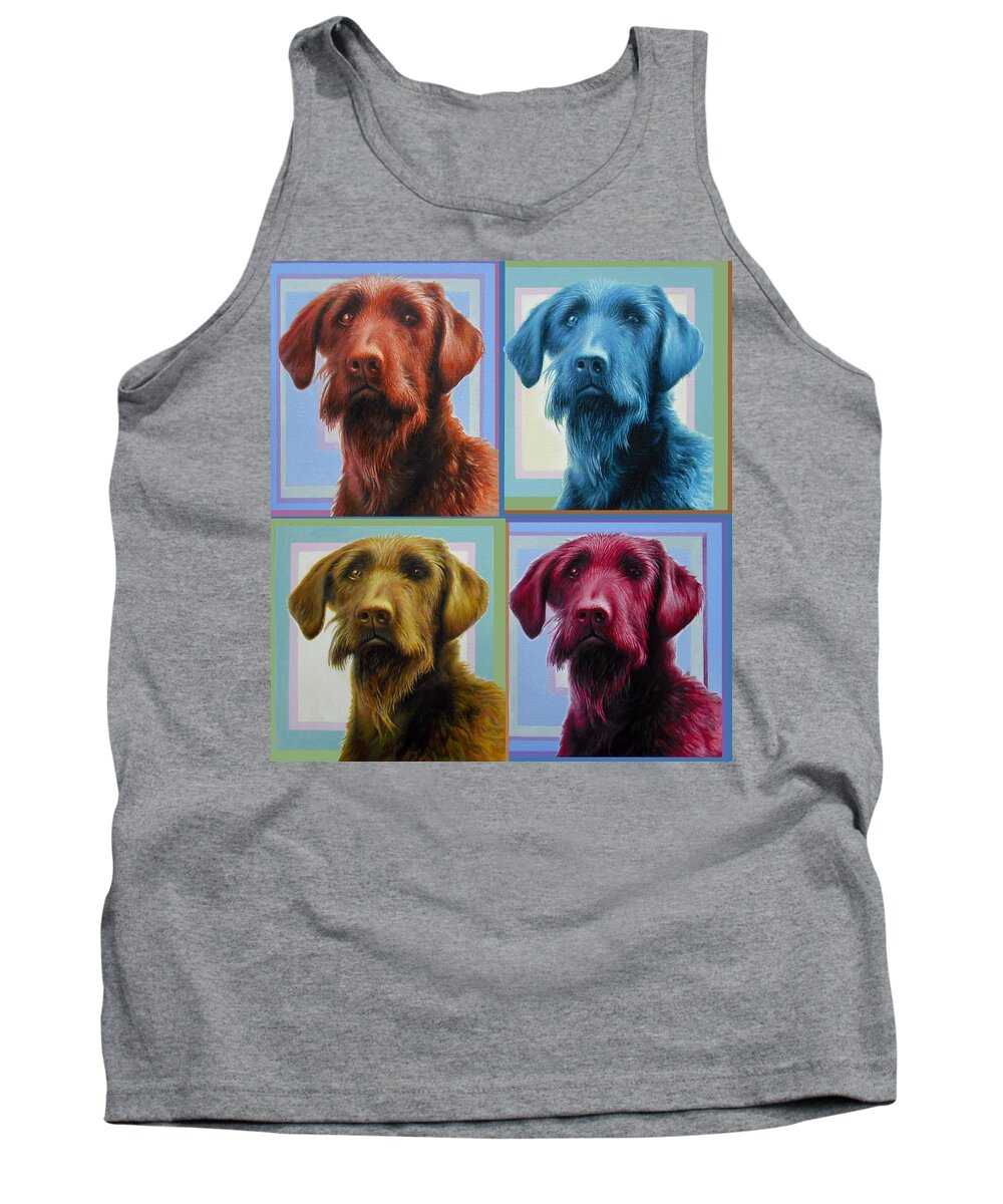Dog Tank Top featuring the painting Savannah the Labradoodle by Hans Droog