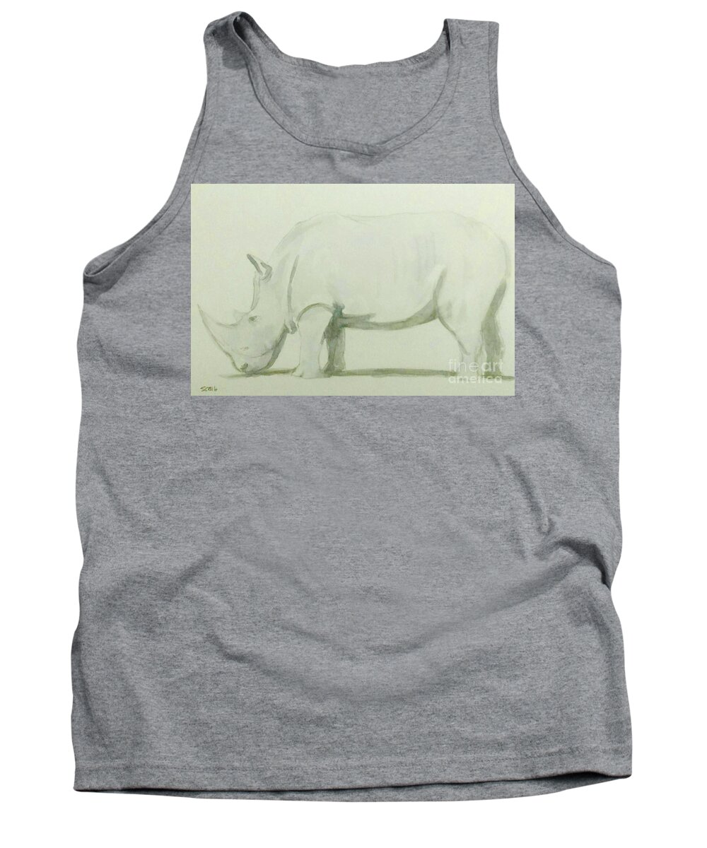Rhino Tank Top featuring the painting Save a Rhino by Stacy C Bottoms