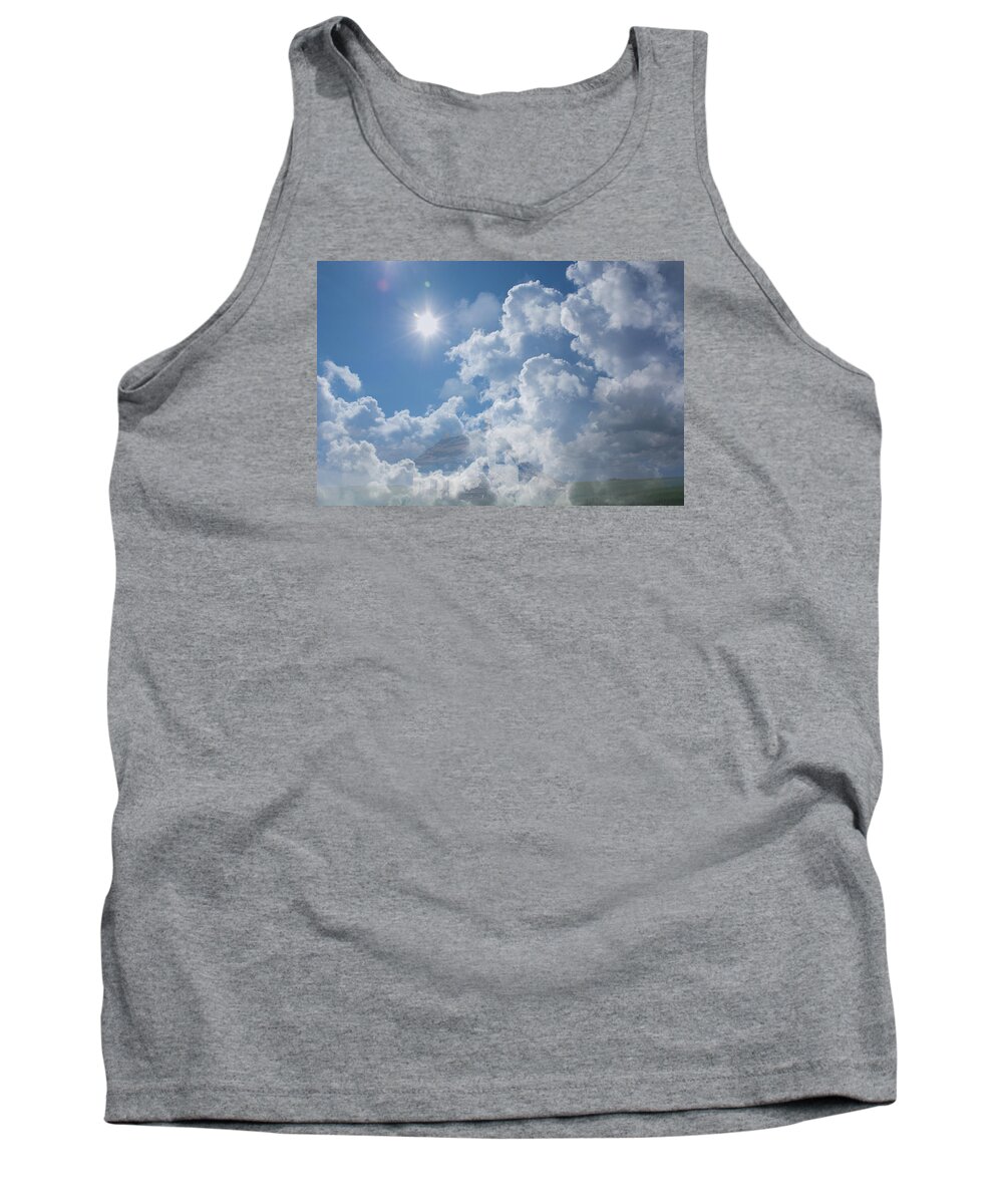 Multiple Exposure Tank Top featuring the photograph Sayers homestead in the clouds by Ellery Russell