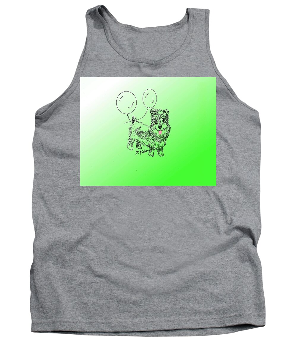 Dog Tank Top featuring the drawing Schnauzer by Denise F Fulmer