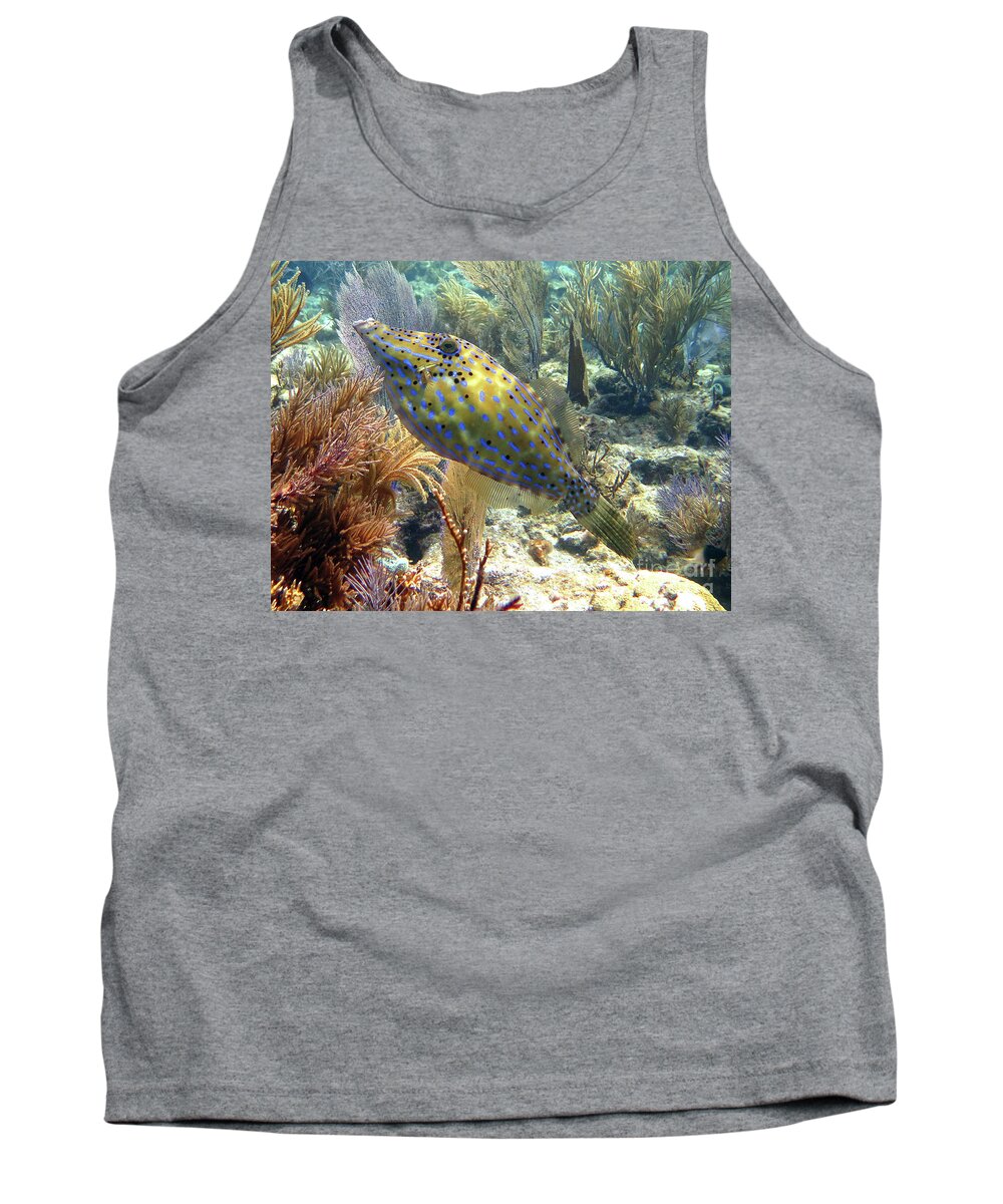 Underwater Tank Top featuring the photograph Scrawled Filefish 3 by Daryl Duda