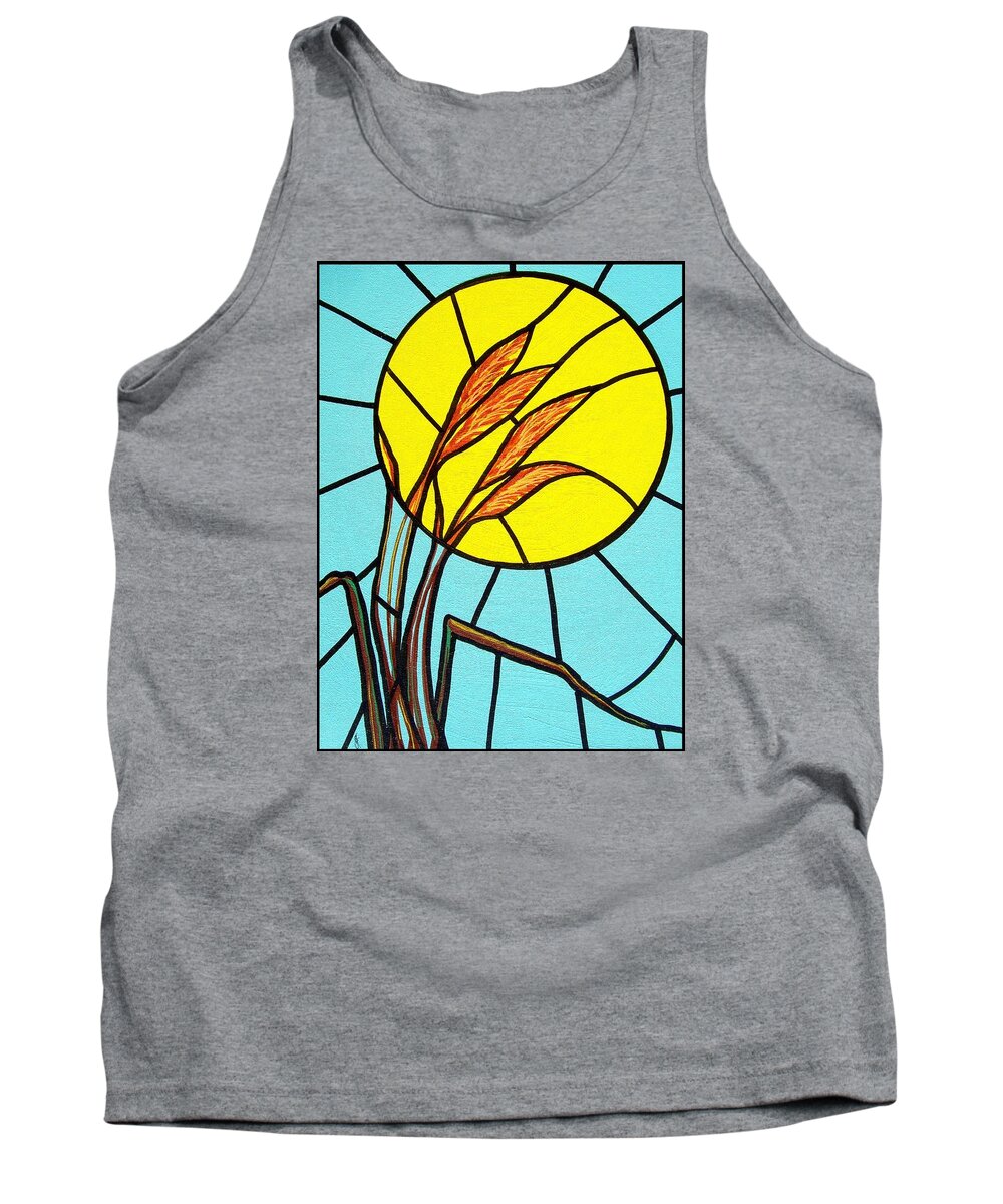 Sea Tank Top featuring the painting Sea Oats and Sun by Jim Harris
