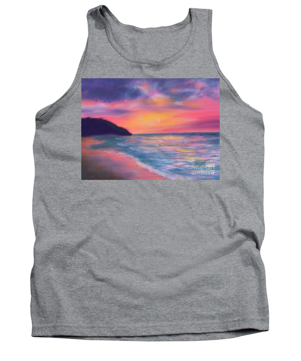 Ocean Tank Top featuring the painting Sea of Tranquility by Susan Sarabasha