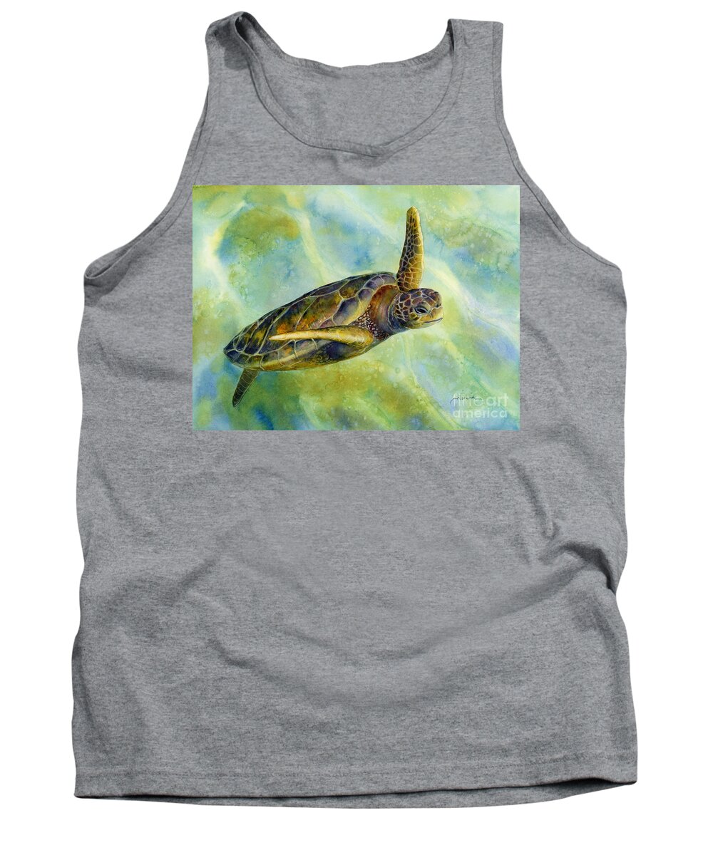 Underwater Tank Top featuring the painting Sea Turtle 2 by Hailey E Herrera