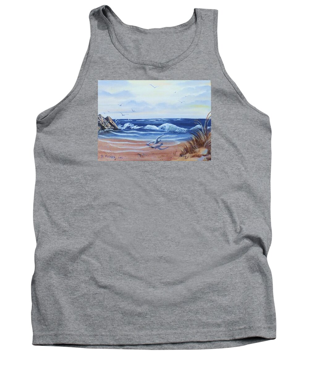 Sea Tank Top featuring the painting Seascape by Denise F Fulmer