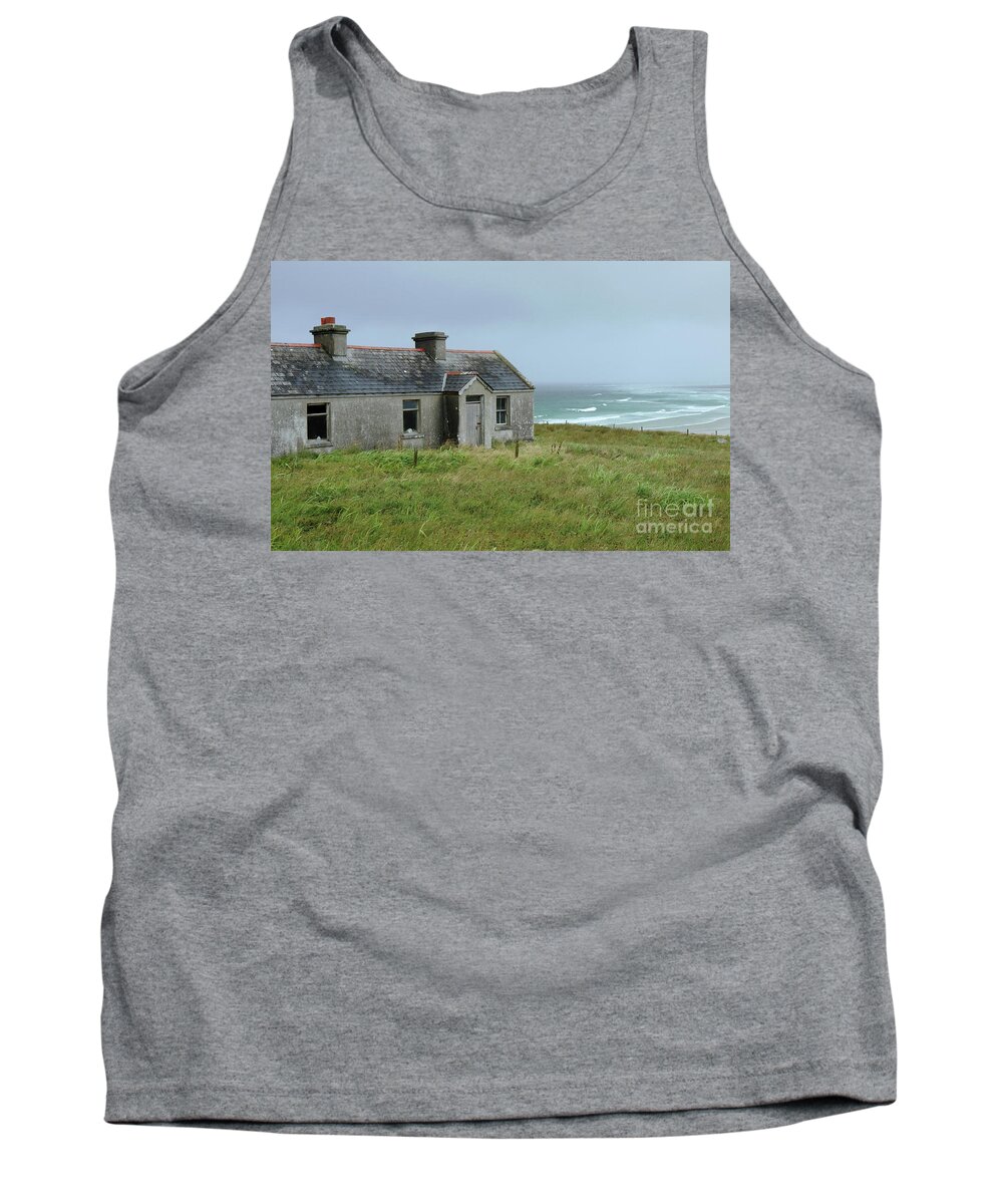 Cottage Ocean Belmullet Wildatlanticway Mayo Ireland Seaside Scenic Photography Prints Canvas Cards Tank Top featuring the photograph Seaside cottage Belmullet by Peter Skelton