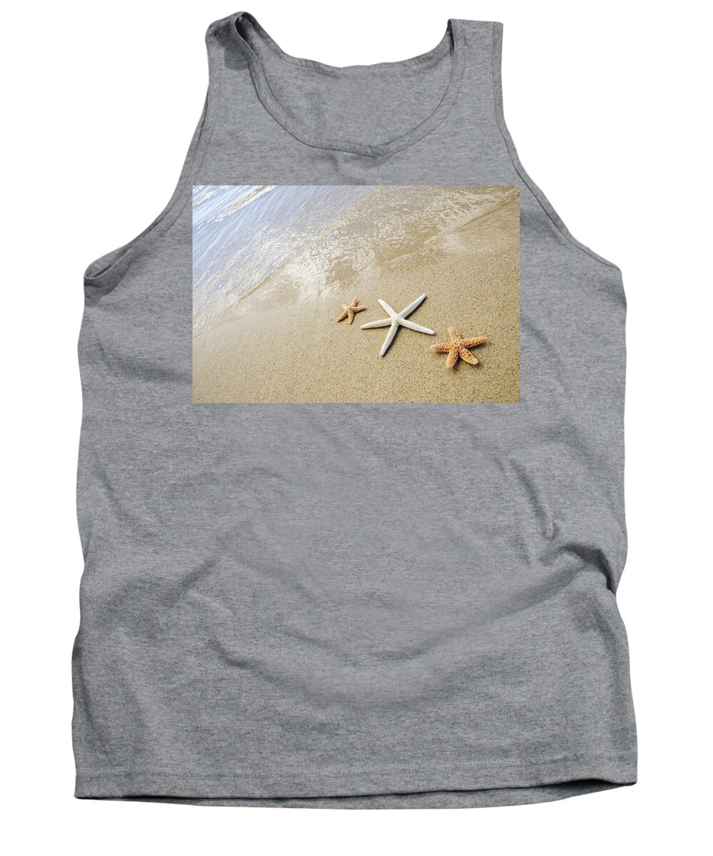 Afternoon Tank Top featuring the photograph Seastars on Beach by Mary Van de Ven - Printscapes