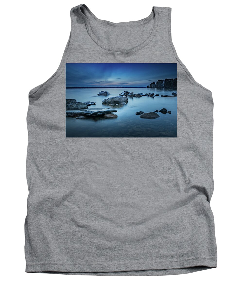 Maine Tank Top featuring the photograph Sebago Blue by Colin Chase