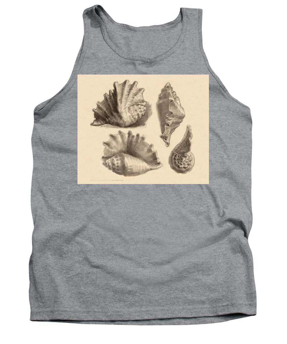 Seashell Tank Top featuring the painting Seba's Spider Conch by Judith Kunzle