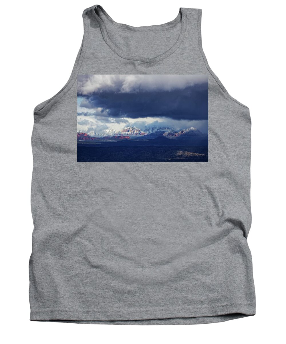 Sedona Tank Top featuring the photograph Sedona area third Winter Storm by Ron Chilston