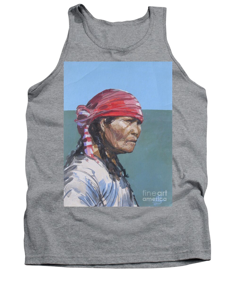 Seminole Indian Tank Top featuring the painting Seminole 1987 by Bob George