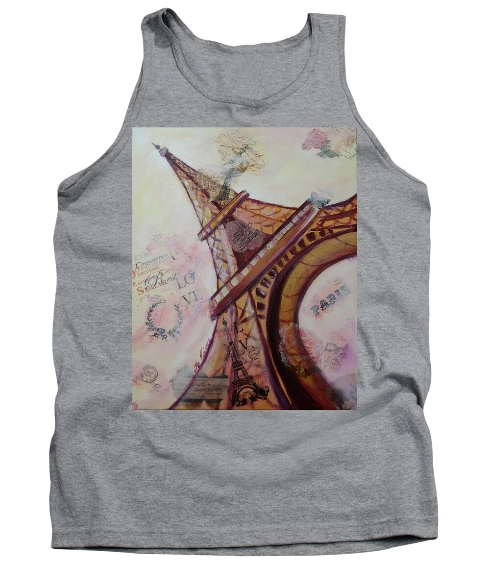 Mixed Media Tank Top featuring the painting Sending Paris Love by Lynne McQueen