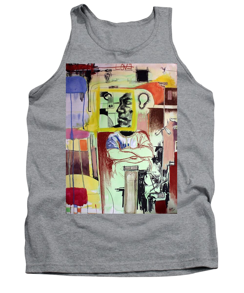 Expressive Tank Top featuring the mixed media Sentientation by Aort Reed