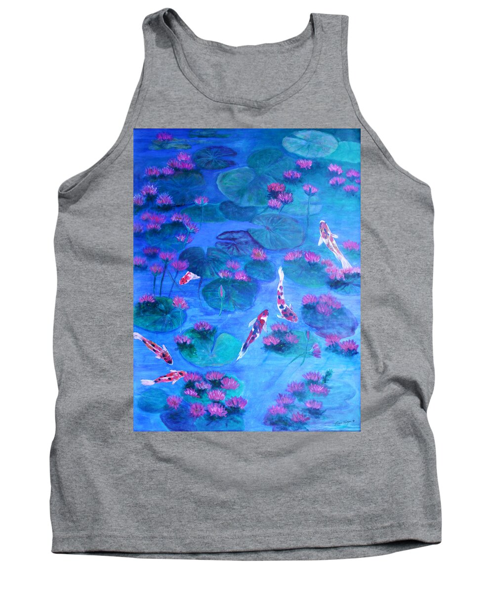 Lily Pads Tank Top featuring the painting Serene Pond by Ben Kiger