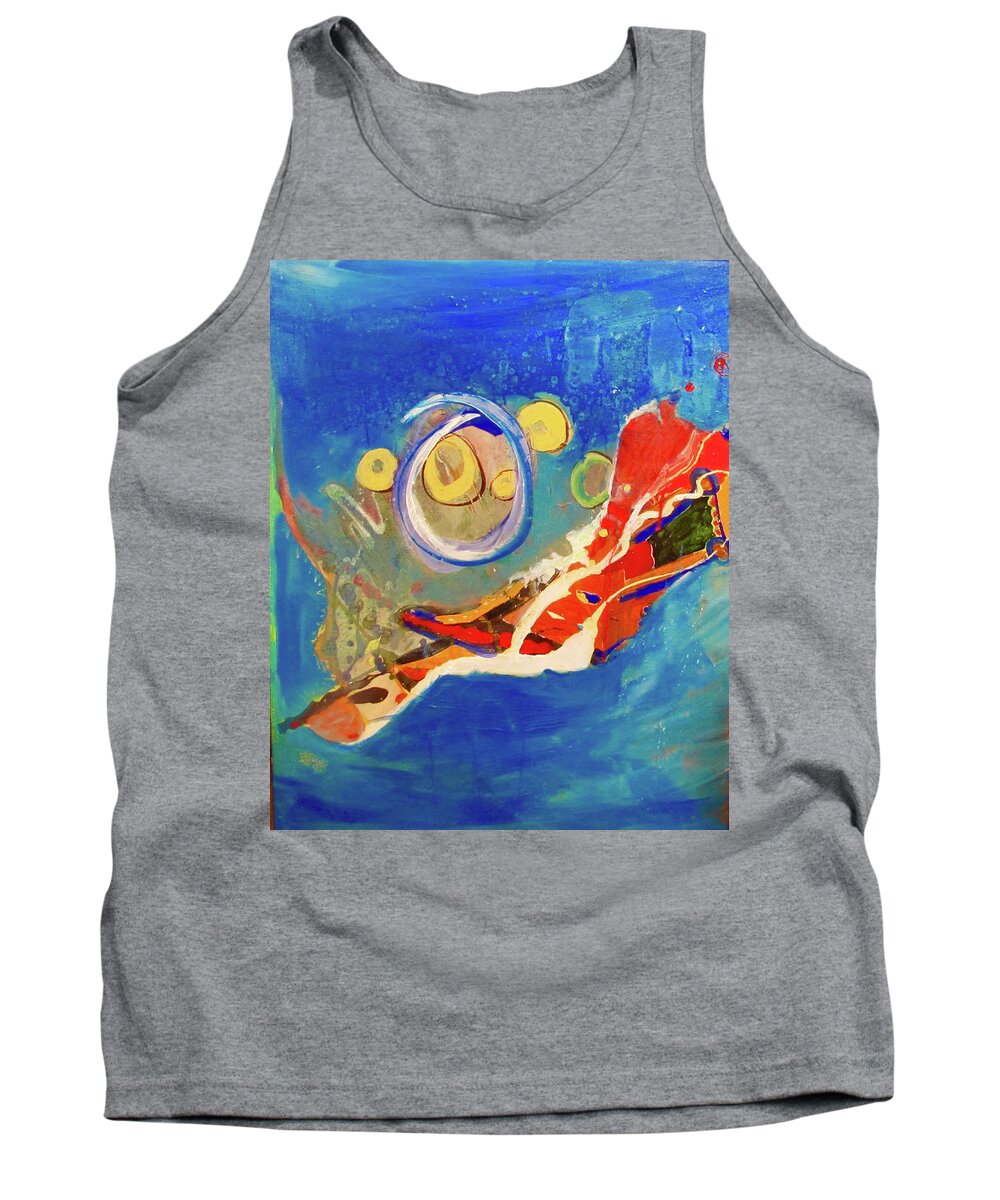 Aqua Tank Top featuring the painting Seventh Dimension by Carole Johnson
