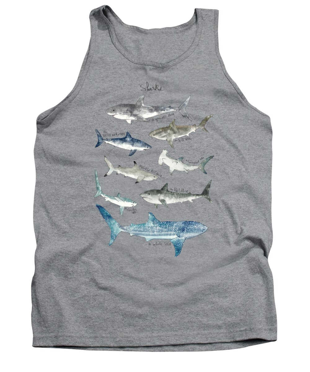 Sharks Tank Top featuring the painting Sharks by Amy Hamilton