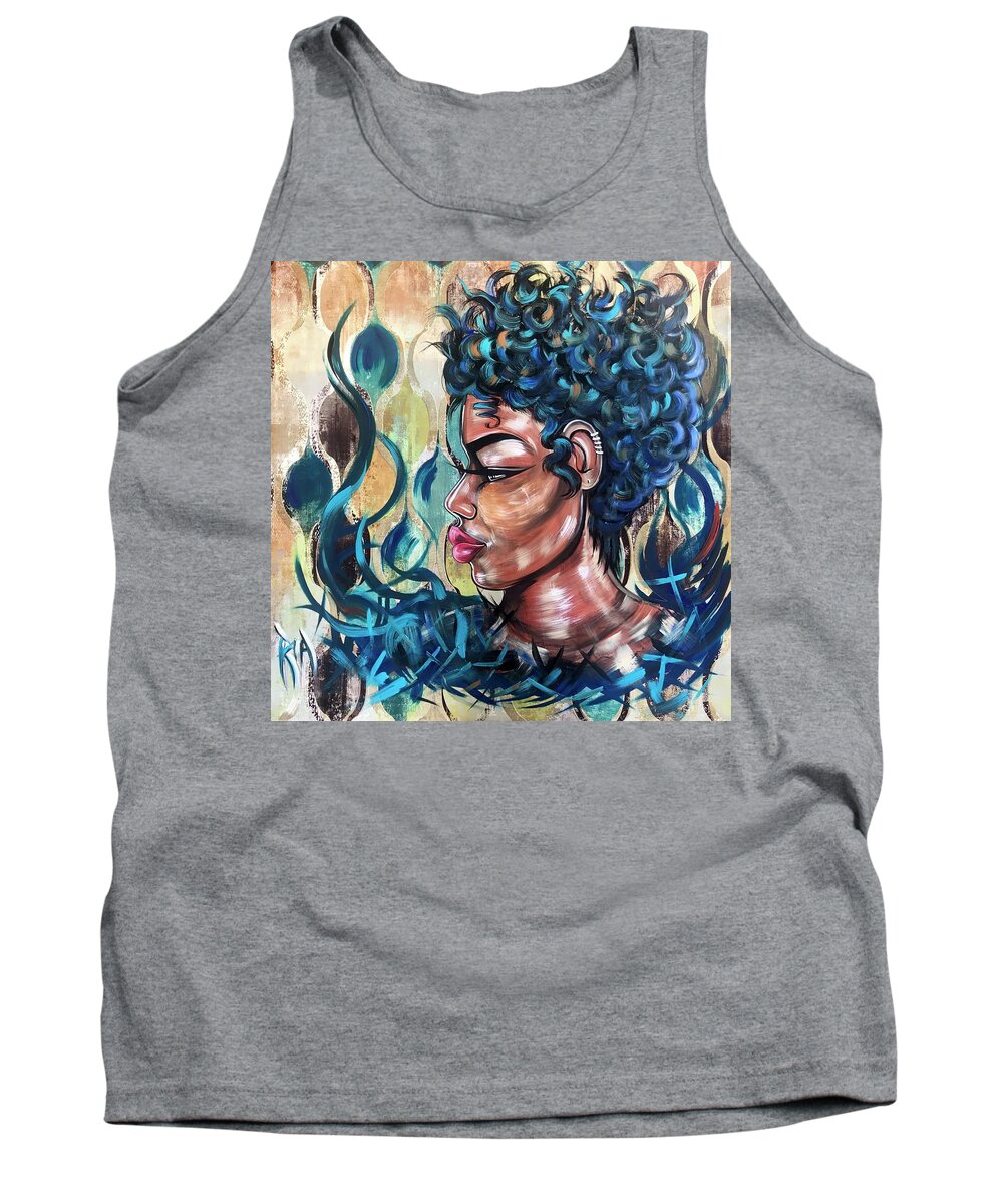 Flame Tank Top featuring the painting She was a Cool Flame by Artist RiA