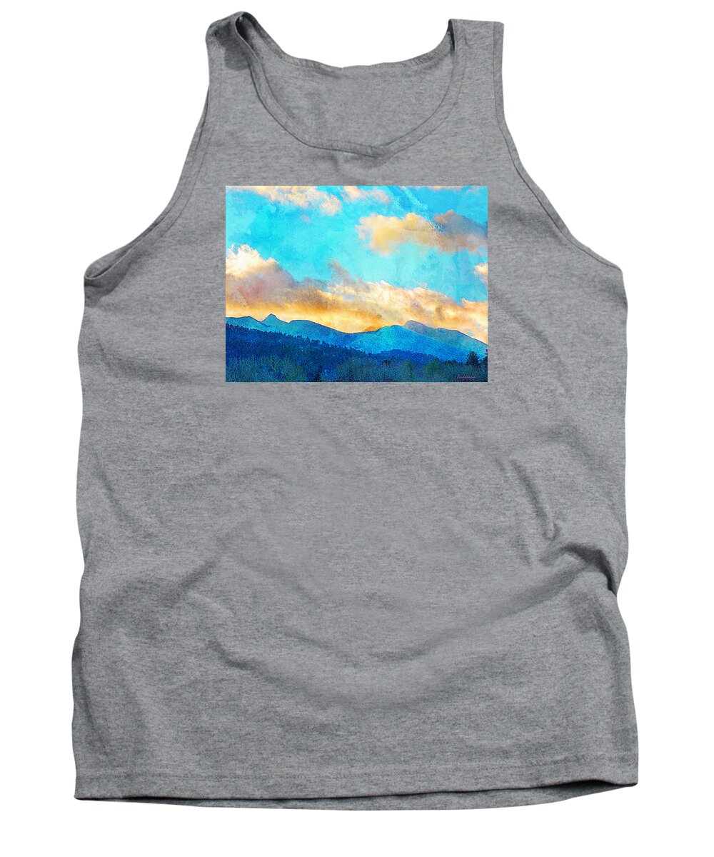 Gold Clouds Tank Top featuring the photograph Sheeps Head and Truchas Peaks-Predawn December by Anastasia Savage Ealy