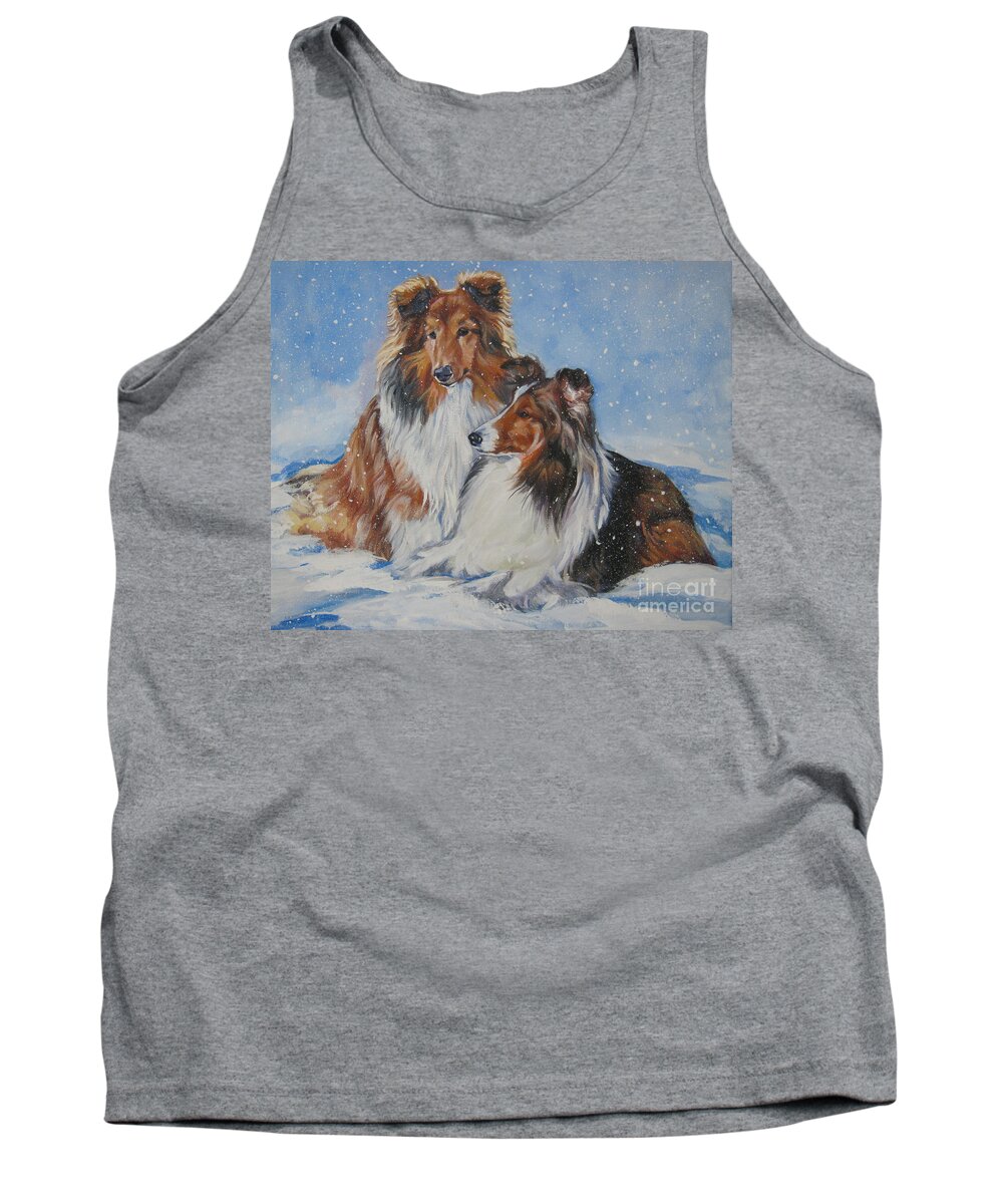 Shetland Sheepdog Tank Top featuring the painting Sheltie pair by Lee Ann Shepard