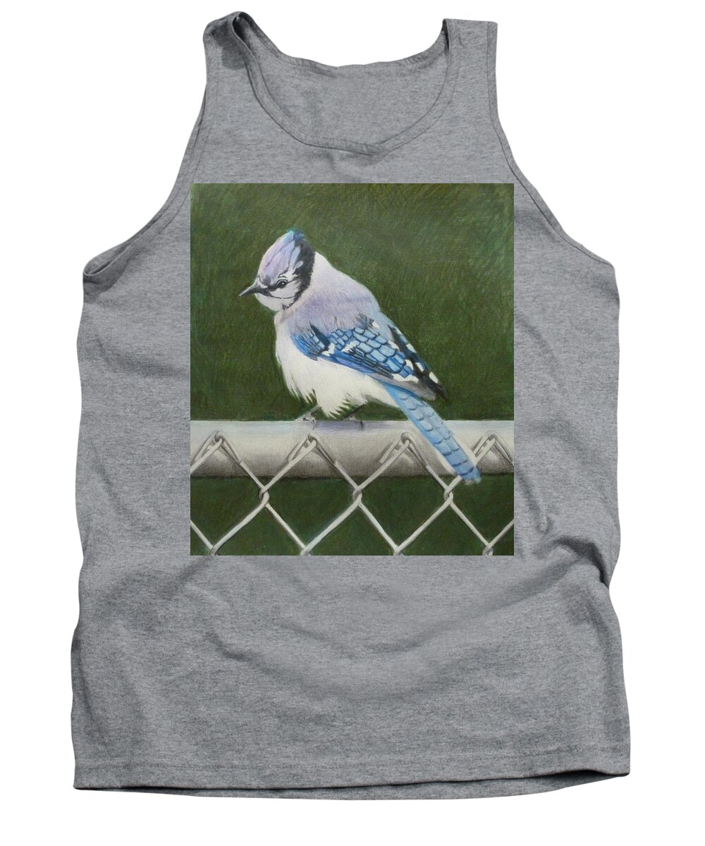 Bird Tank Top featuring the painting Sherrie's Bluejay by Constance DRESCHER